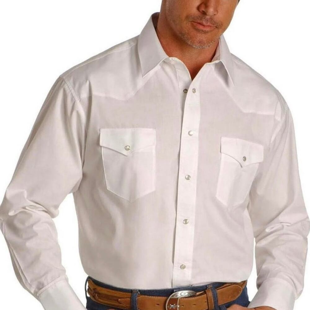 Wrangler Mens Pearl Snap Dress Shirt 2XLT Tall Western Button Up Cowboy Rodeo